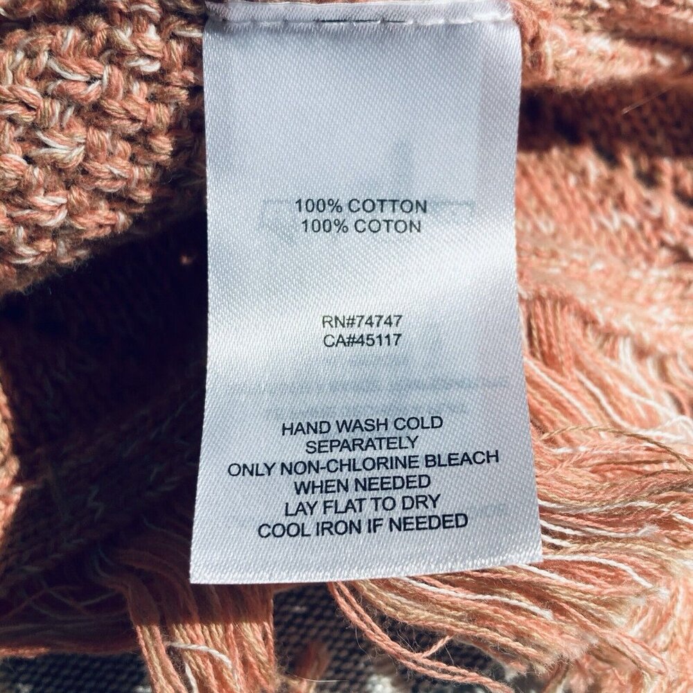 Natural Reflections Duster Sweater Peach Multicolor Ombré Long Lacy Cardigan M - Picture 7 of 9